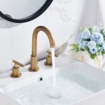 Antique Brass Widespread Bathroom Faucet with Drain Assembly